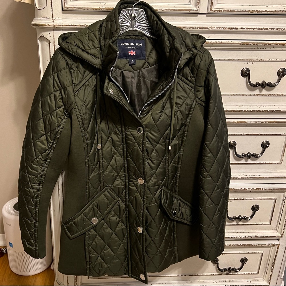 London Fog Winter Spring Fall Coat Quilted Mixed Media Like New Size Small
